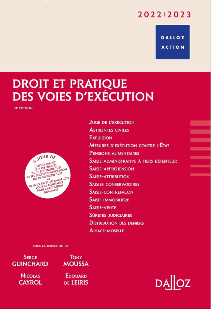 Première de couverture du Dalloz Action Voies d'exécutions (Dalloz)