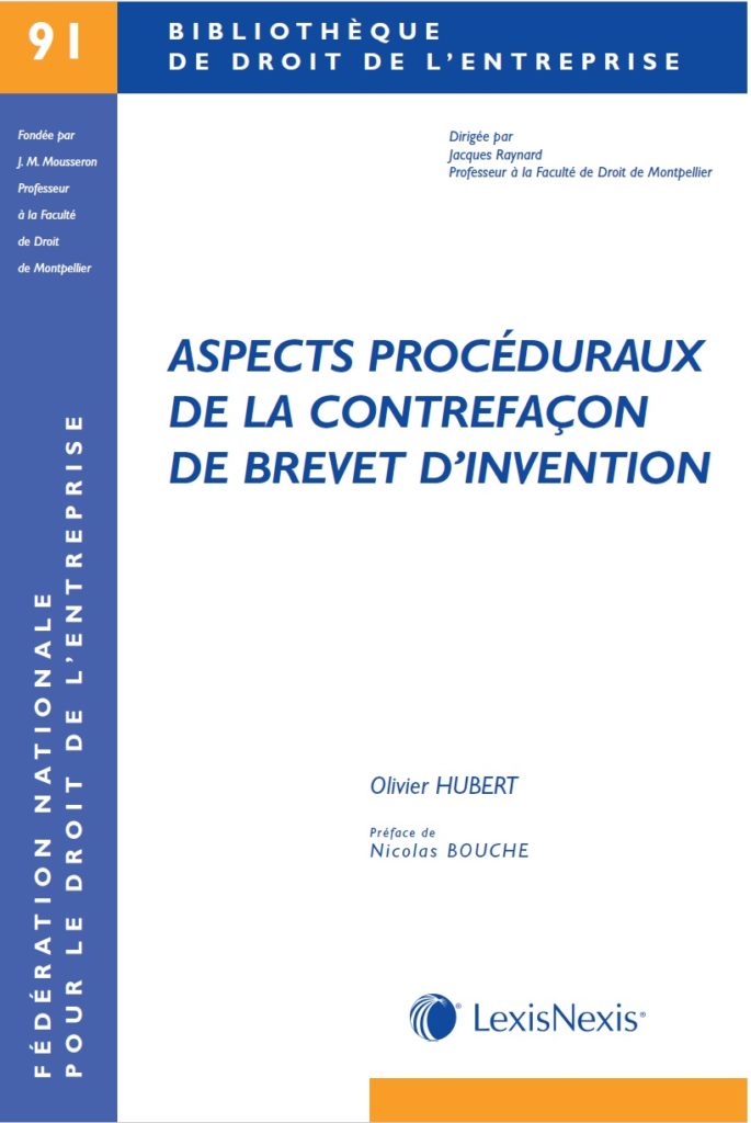 Première de couverture de Aspects procéduraux de la contrefaçon de brevet d'invention (LexisNexis)